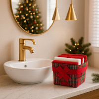 Sada ručníků na ruce MAGIC HOLIDAY v dárkovém balení - 4 kusy - červená/bílá