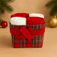 Sada ručníků na ruce MAGIC HOLIDAY v dárkovém balení - 4 kusy - červená/bílá