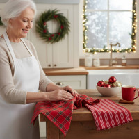 Sada utěrek VÁNOČNÍ KOUZLO v dárkovém balení - 2 kusy - červená