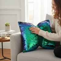 Dekorační polštář GLAM SHINE 40x40 cm - odstíny zelené/černý