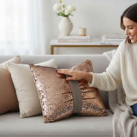 Dekorační polštář GLAM SHINE 40x40 cm - béžový/zlatý