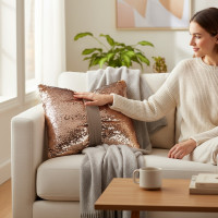 Dekorační polštář GLAM SHINE 40x40 cm - béžový/zlatý