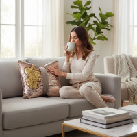 Dekorační polštář GLAM SHINE 40x40 cm - béžový/zlatý