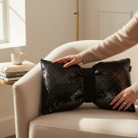 Dekorační polštář GLAM SHINE 30x50 cm - černý/grafitový