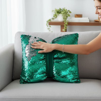 Dekorační polštář GLAM SHINE 40x40 cm - zelený/stříbrný