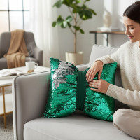 Dekorační polštář GLAM SHINE 40x40 cm - zelený/stříbrný