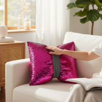 Dekorační polštář GLAM SHINE 40x40 cm - růžový/stříbrný