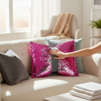 Dekorační polštář GLAM SHINE 40x40 cm - růžový/stříbrný