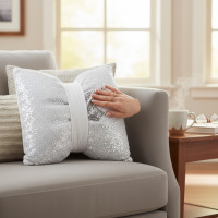 Dekorační polštář GLAM SHINE 40x40 cm - bílý/stříbrný