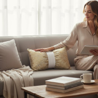 Dekorační polštář GLAM SHINE 30x50 cm - zlatý/bílý