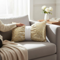 Dekorační polštář GLAM SHINE 30x50 cm - zlatý/bílý