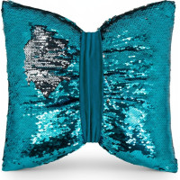 Dekorační polštář GLAM SHINE 40x40 cm - tyrkysový/stříbrný