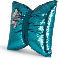 Dekorační polštář GLAM SHINE 40x40 cm - tyrkysový/stříbrný
