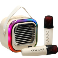 Sada karaoke reproduktoru Bluetooth + 2 mikrofony - krémový