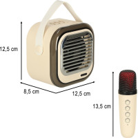 Sada karaoke reproduktoru Bluetooth + 2 mikrofony - krémový