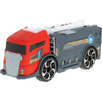 Transportér TIR 2v1 parkovací garáž hasiči + 3 auta - červená