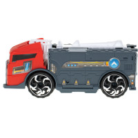 Transportér TIR 2v1 parkovací garáž hasiči + 3 auta - červená