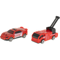 Transportér TIR 2v1 parkovací garáž hasiči + 3 auta - červená