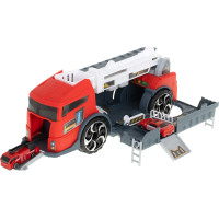 Transportér TIR 2v1 parkovací garáž hasiči + 3 auta - červená