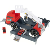 Transportér TIR 2v1 parkovací garáž hasiči + 3 auta - červená