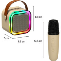 Karaoke reproduktor Bluetooth + mikrofon - béžový