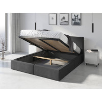 Čalouněná postel HILTON s úložným prostorem - 200x140 cm - grafitová