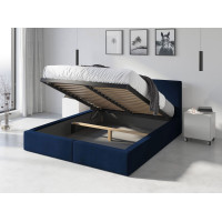 Čalouněná postel HILTON s úložným prostorem - 200x140 cm - tmavě modrá