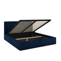 Čalouněná postel HILTON s úložným prostorem - 200x120 cm - tmavě modrá