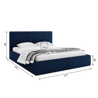 Čalouněná postel HILTON s úložným prostorem - 200x120 cm - tmavě modrá