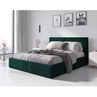 Čalouněná postel HILTON s úložným prostorem - 200x160 cm - tmavě zelená