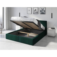 Čalouněná postel HILTON s úložným prostorem - 200x140 cm - tmavě zelená