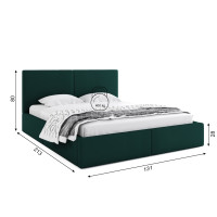 Čalouněná postel HILTON s úložným prostorem - 200x120 cm - tmavě zelená