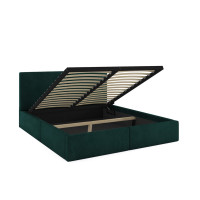 Čalouněná postel HILTON s úložným prostorem - 200x160 cm - tmavě zelená