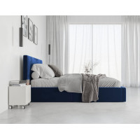 Čalouněná postel HILTON s úložným prostorem - 200x140 cm - tmavě modrá