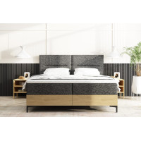 Čalouněná postel IMPERIAL s úložným prostorem - 200x160 cm - dub/šedá