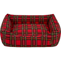 Pelíšek pro psy/kočky s vánočním motivem 70x60 cm - červený károvaný