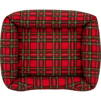 Pelíšek pro psy/kočky s vánočním motivem 70x60 cm - červený károvaný