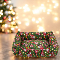 Pelíšek pro psy/kočky s vánočním motivem 70x60 cm - Stromečky