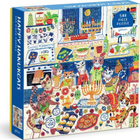 GALISON Čtvercové puzzle Happy Hanukcats 500 dílků