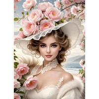 NORIMPEX Diamantové malování Dívka v květinovém klobouku 30x40cm