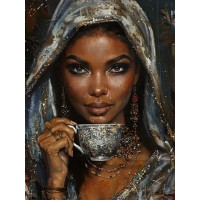 NORIMPEX Diamantové malování Žena s šálkem kávy 30x40cm