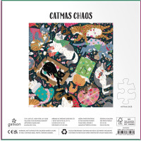 GALISON Metalické čtvercové puzzle Kočičí vánoční chaos 500 dílků