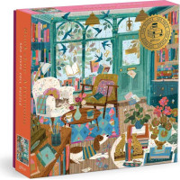 GALISON Metalické čtvercové puzzle Odpoledne v knihkupectví 500 dílků