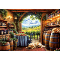 EDUCA Puzzle Psi a víno 1000 dílků