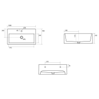 Kerasan KANAAL keramické umyvadlo 100x40cm, černá mat 574331