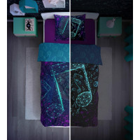 Bavlněné svítící povlečení YOUNG Music - 140x200 cm + 70x80 cm