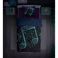 Bavlněné svítící povlečení YOUNG Music - 140x200 cm + 70x80 cm