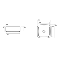 Kerasan HAKO keramické umyvadlo na desku 40x40 , černá mat 554431