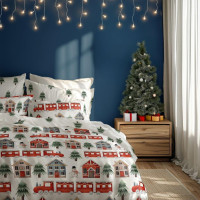 Bavlněné povlečení SCANDIC Zimní vláček - bílé - 140x200 cm