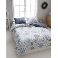 Bavlněné povlečení SCANDIC Vločky - bílé/modré - 140x200 cm